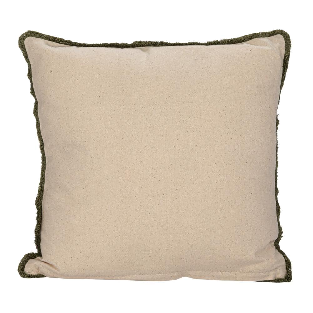 Multicolor Cotton Slub Embroidered Square Pillow