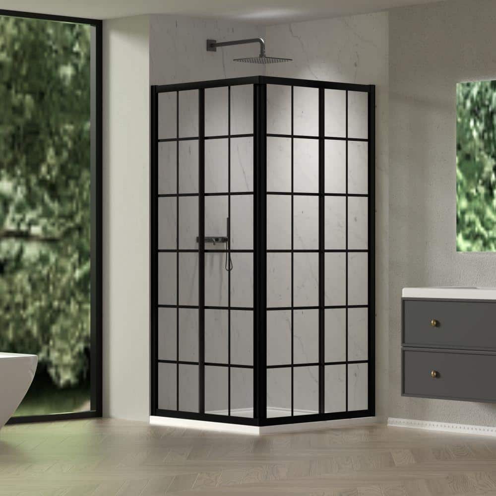 "34.625"" x 72"" H Matte Black Neo-Angle Pivot Shower Enclosure, 1/4"" Black Line Tempered Glass" price history on PriceWatchPro