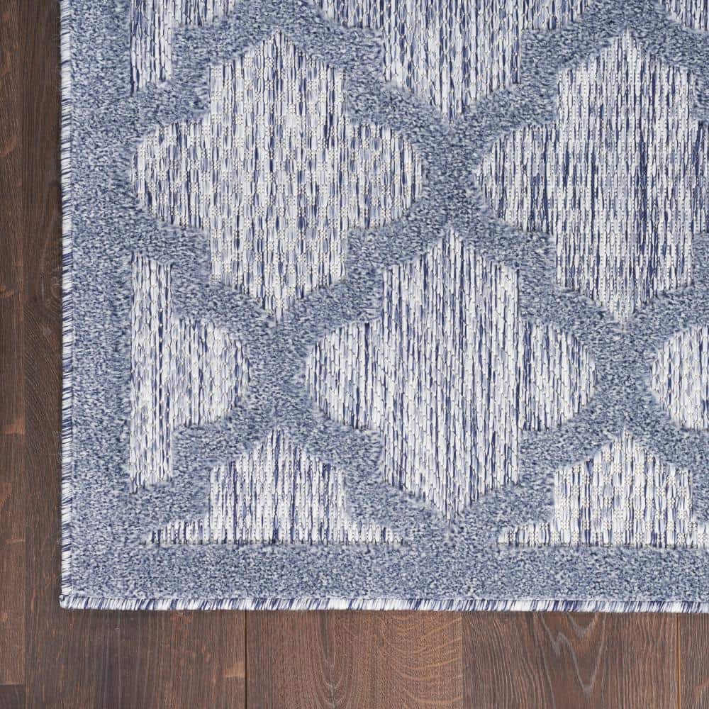 Denim Blue Trellis 8' x 10' Reversible Synthetic Area Rug