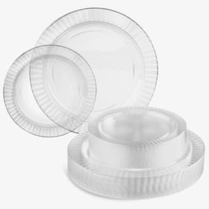 Raised Textured Edge 10 in. and 7 in. Clear Disposable Plastic Combo Plates (Set of 25)