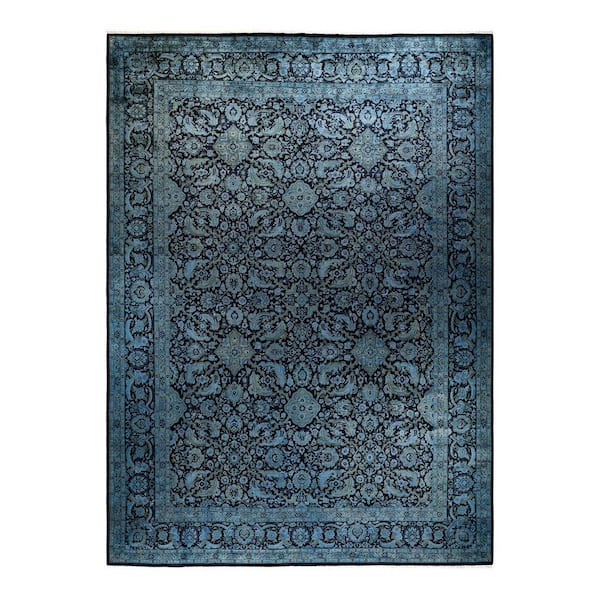 Overdyed Black 10 ft. x 14 ft. Solid Wool Indoor Area Rug