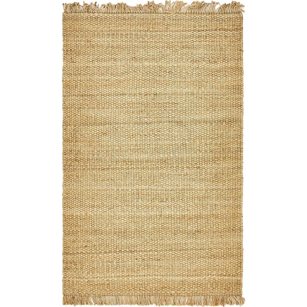 Handwoven Eco-Friendly Tan Jute 5' x 8' Rectangular Area Rug