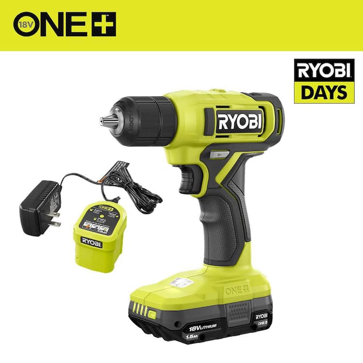 RYOBI ONE+ 18V Cordless 3/8 in. Drill/Driver Kit with 1.5 Ah Battery and Charger