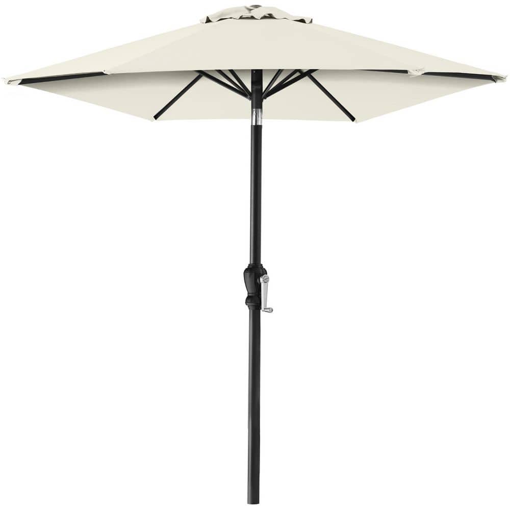 10 ft. Steel Market Tilt Patio Umbrella in Ivory with Crank Lift