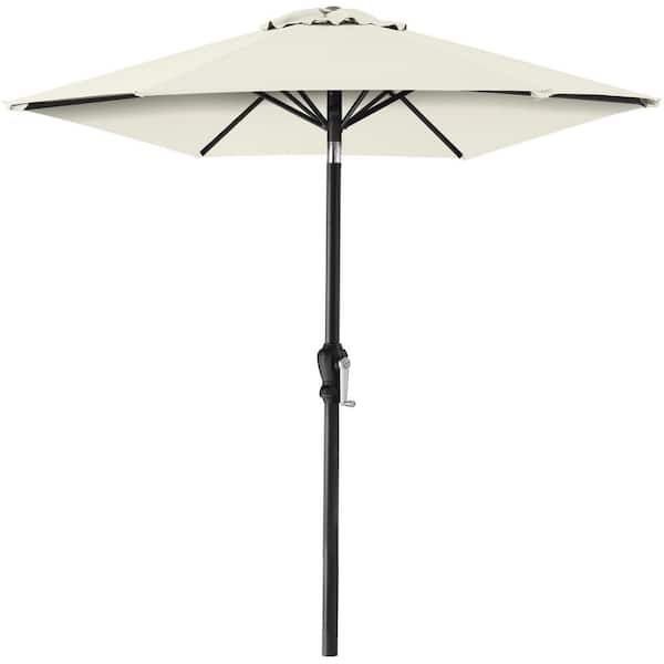 Unbranded 10 ft. Steel Market Tilt Patio Umbrella in Ivory with Crank Lift