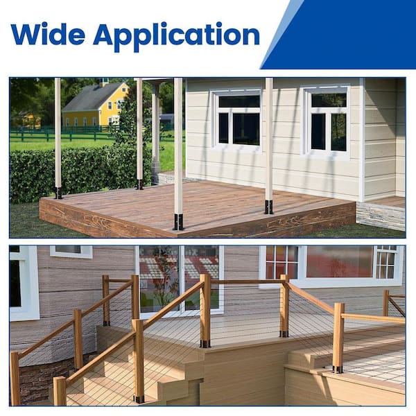 4 Pcs Adjustable Deck Post Anchor Brackets Kit - Fit 1.5x1.5, 2x2, 2x4