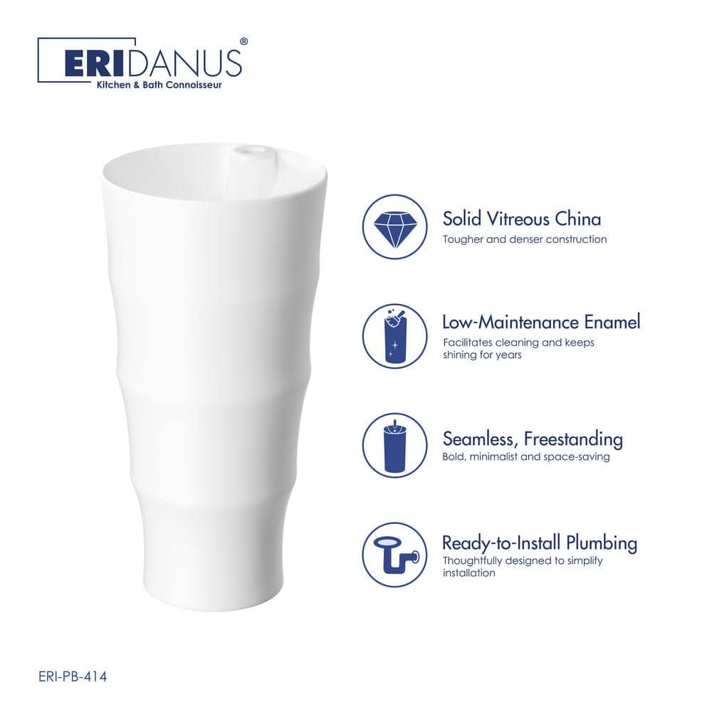 Brooklyn White Ceramic Round Freestanding Pedestal Sink