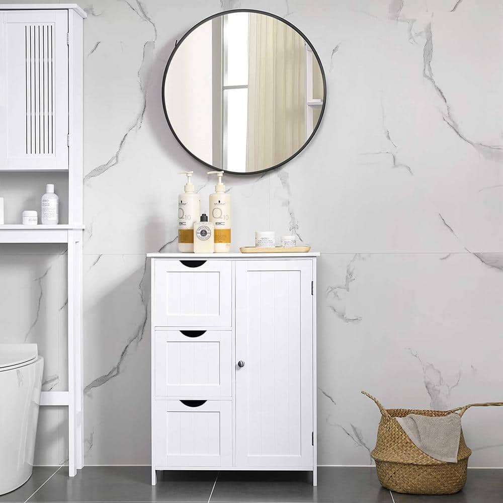 White MDF Living Room Cabinet with Adjustable Shelving