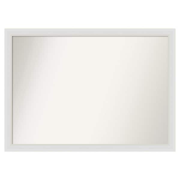 Flair Soft White Narrow 50 in. x 36 in. Custom Non-Beveled Satin Recyled Polystyrene Bathroom Vanity Wall Mirror