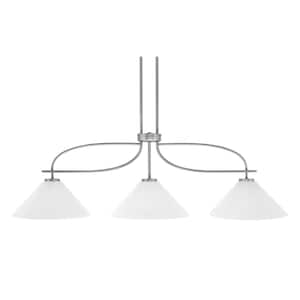 Olympia 14 in. 3-Light Chandelier Graphite White Marble Glass Shade