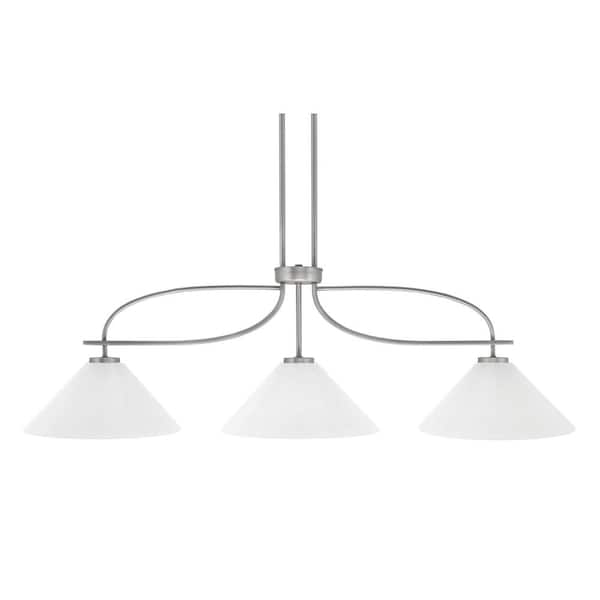 Unbranded Olympia 14 in. 3-Light Chandelier Graphite White Marble Glass Shade