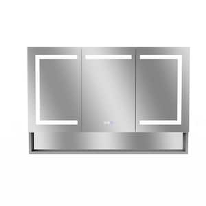 48 in. W x 32 in. H Large Rectangular Silver (4832) Aluminum Recessed or Surface Mount LED Medicine Cabinet with Mirror