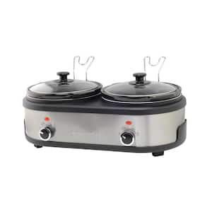 5 qt. Stainless Steel Twin Slow Cooker with Lid Rest