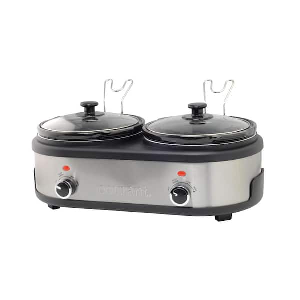 MegaChef 7.5 Qt. Stainless Steel Slow Cooker with 3 Crocks and