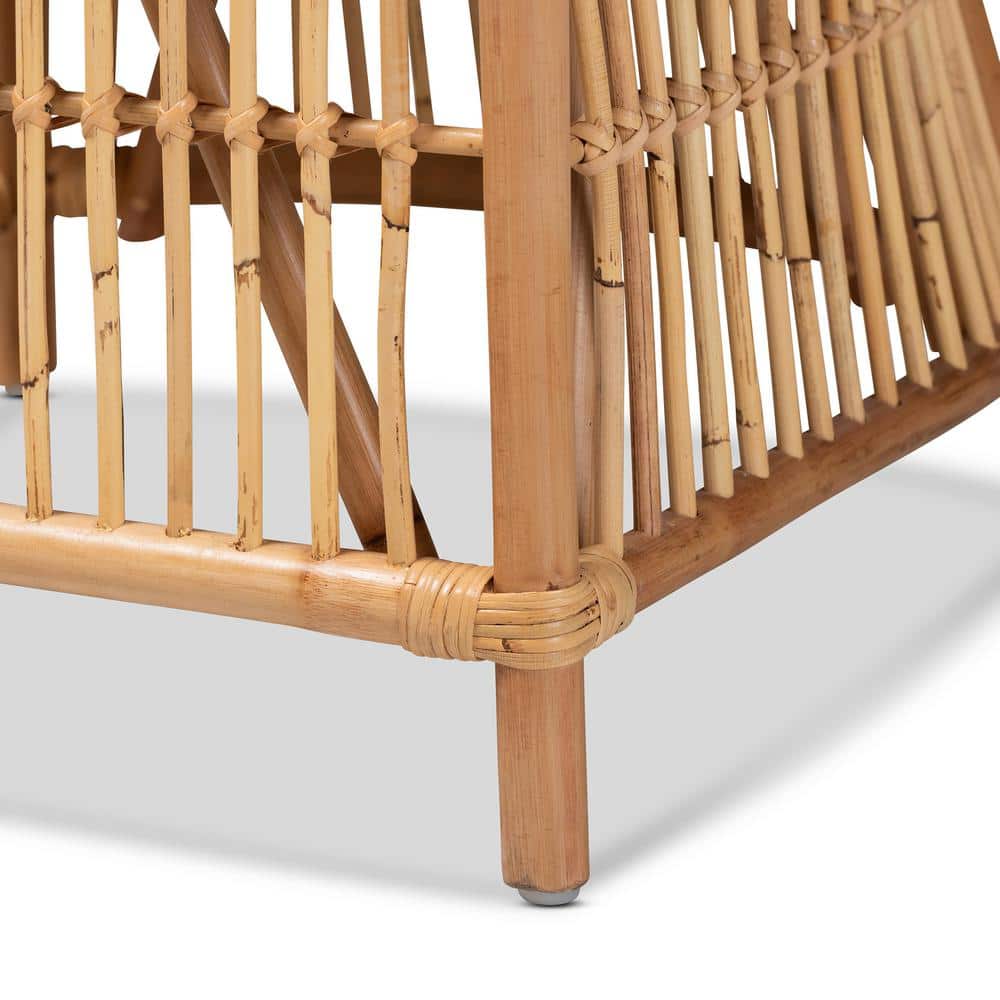 Rose White and Natural Rattan Accent Chair with Cushion
