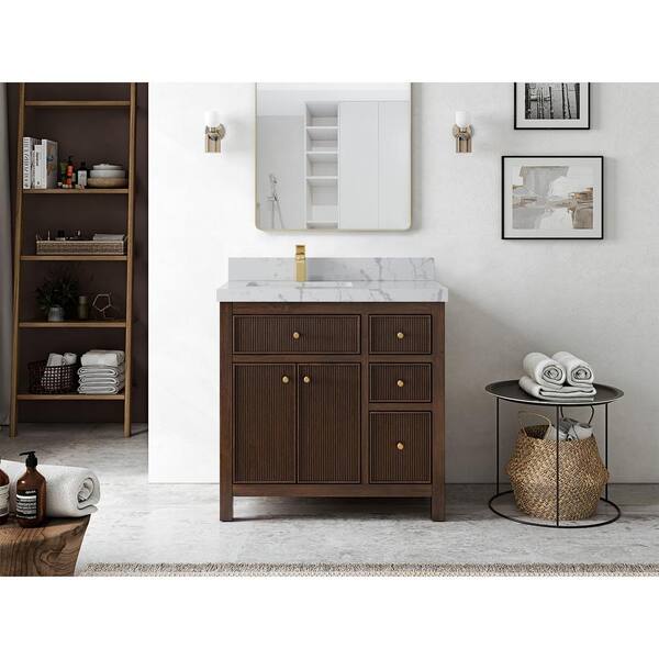 Willow Collections Sonoma Teak 36 in. Left Offset Sink