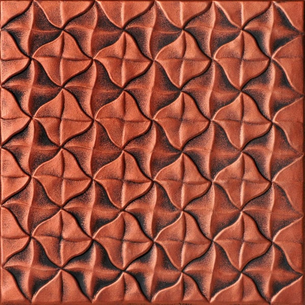 A La Maison Ceilings Granny's Pinwheel Quilt Antique Copper 1.6 ft. x 1.6 ft. Decorative Foam Glue Up Ceiling Tile (21.6 sq. ft./case)