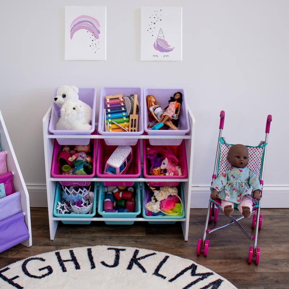 Kids' Multicolor Plastic and Wood Toy Storage Organizer