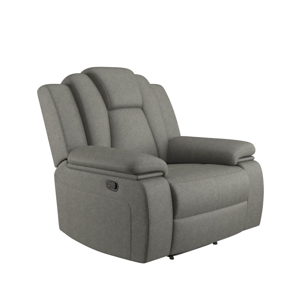 Easy Assembly Living Room Chairs Recliner Chair with Back Support Reading Chair with Footrest Ottomanson Fabric: Gray Polyester