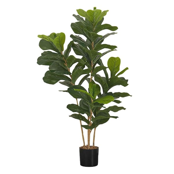 Unbranded 3.2 ft. Artificial Plant Fiddle Leaf Tree Indoor Fake Silk Plant Real Touch Evergreen Tree in Pot for Home Decor