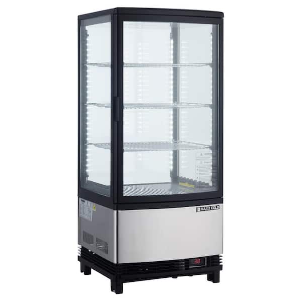Maxx Cold 16.9 in. 3 cu. ft. 4-Sided Glass 2-Door Pass-Thru Merchandiser Refrigerator, in Black/Stainless Steel