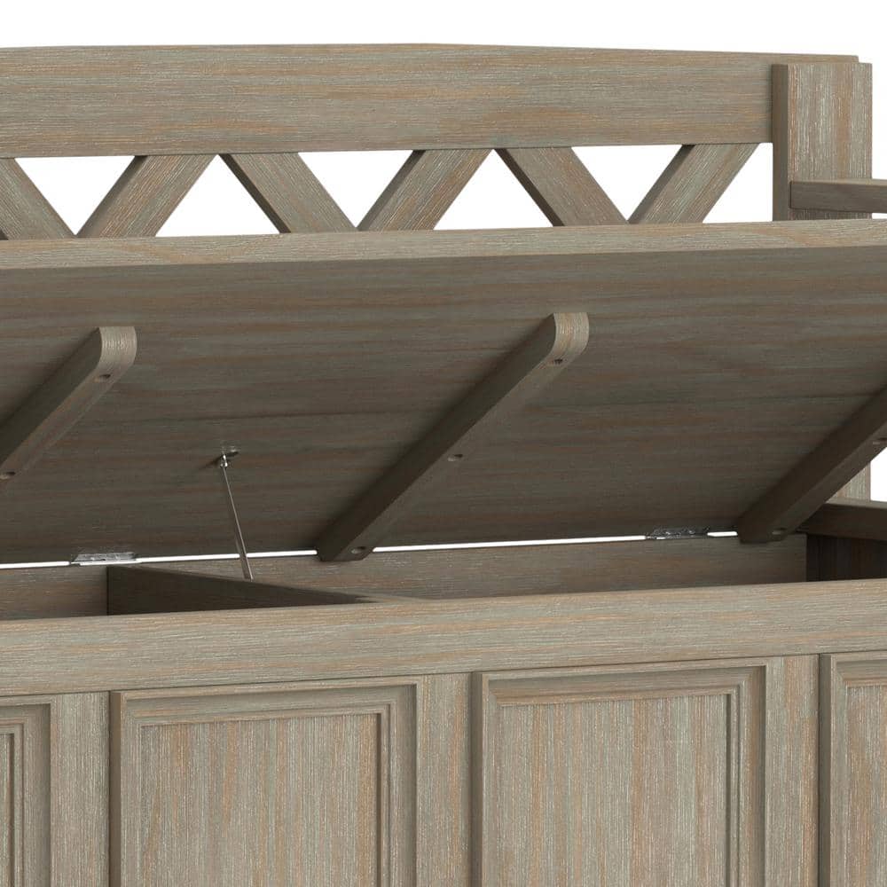 Amherst Solid Wood Distressed Grey Entryway Storage Bench
