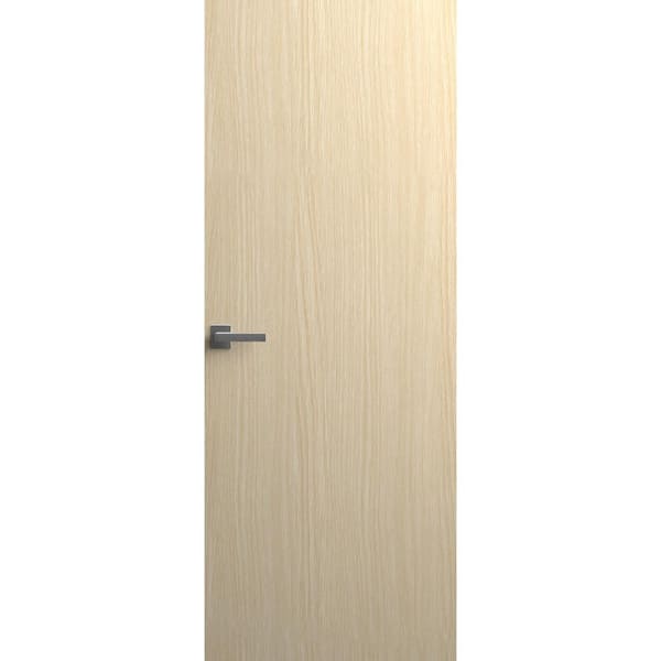 30 in. x 80 in. Unassembled Left-Hand/Inswing Solid Core Light Oak Flush Mount Hidden Door with Black Hinge Finish