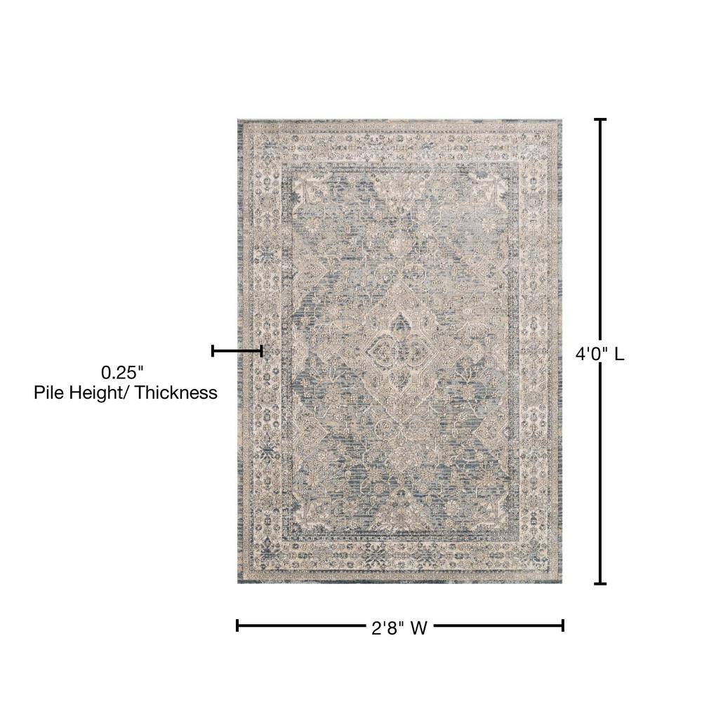 Reversible Oriental Blue Synthetic 32"x48" Stain-Resistant Rug