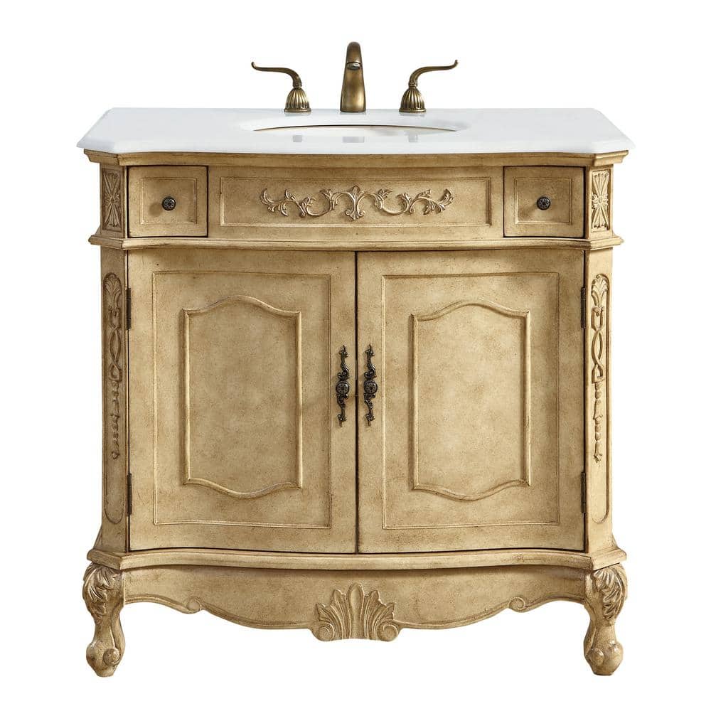 Simply Living 36 in. W x 21 in. D x 36 in. H Bath Vanity in Antique Beige w