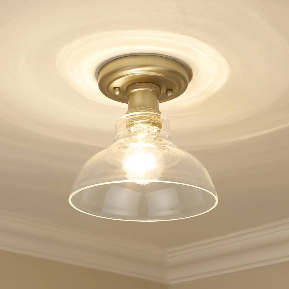 Carver Brushed Champagne Bronze 7'' Modern Flush Mount with Clear Glass