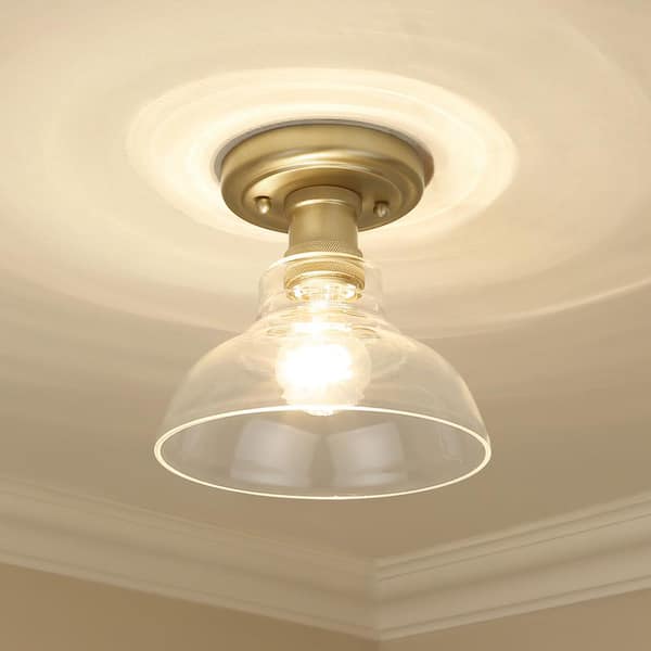 Golden Lighting - Carver 1-Light Brushed Champagne Bronze Clear Glass Flush Mount