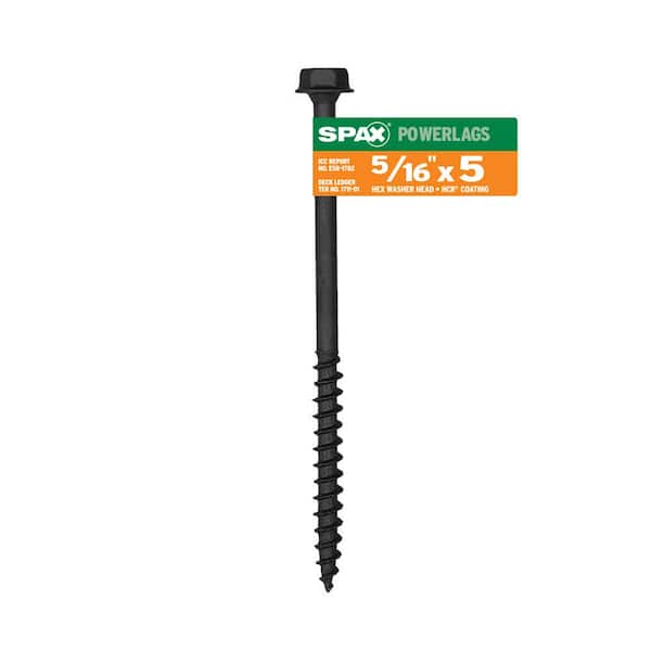 SPAX 5/16 in. x 5 in. Exterior Hex Head Structural Wood Lag Screws  Powerlags Hex (1 EA)