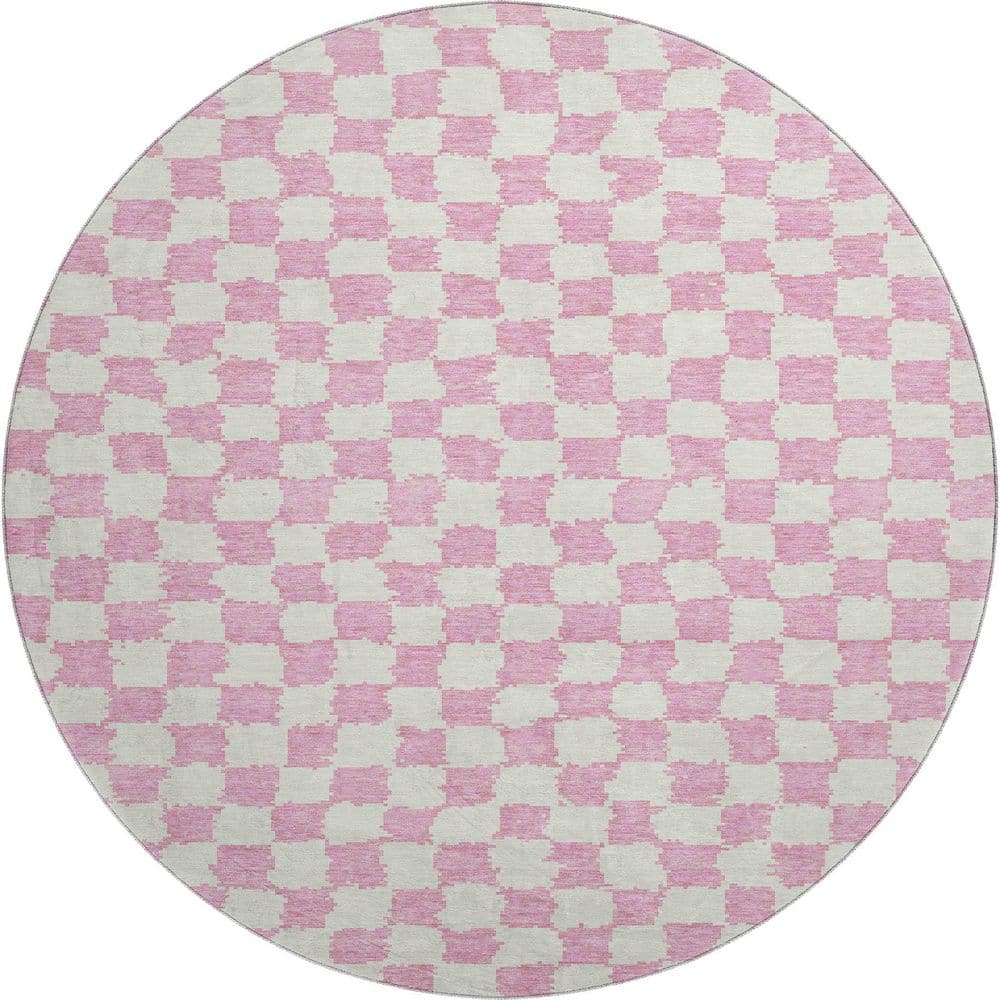 Mayfield Premium Machine Washable Abstract AMF1958 Pink 8 ft. x 8 ft. Round Rug price history on PriceWatchPro