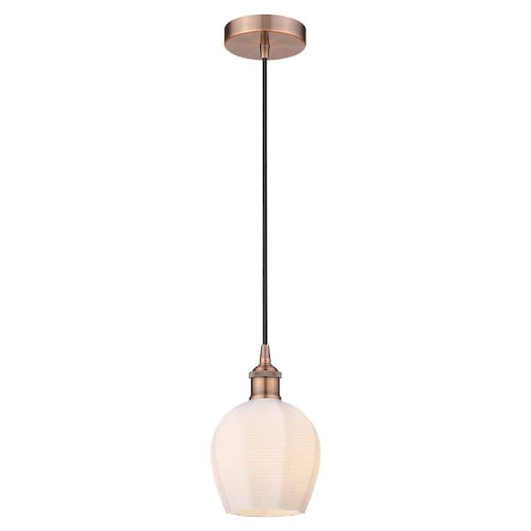 Innovations Norfolk 60-Watt 1-Light Antique Copper Standard Mini Pendant Light with Painted Glass Shade, No Bulbs Included