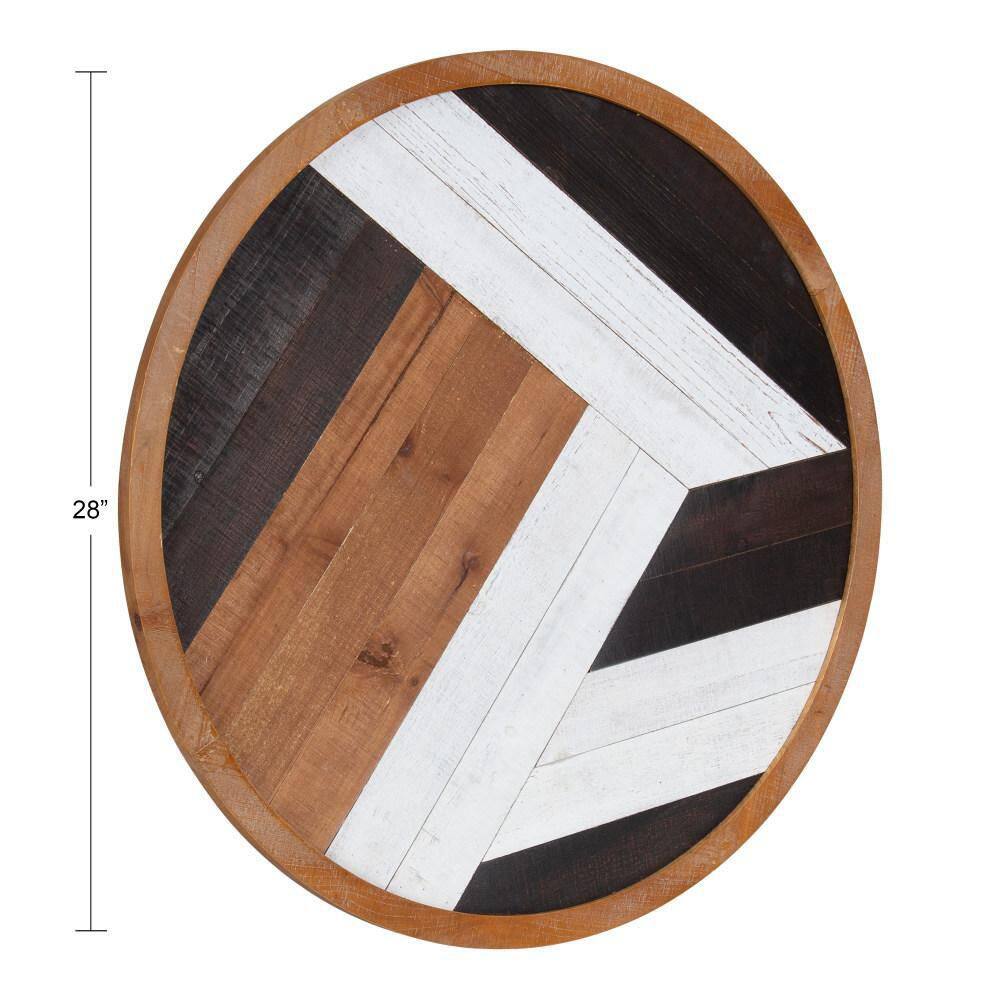 Ballez 28" Multicolored Rustic Round Wood Wall Art Plaque