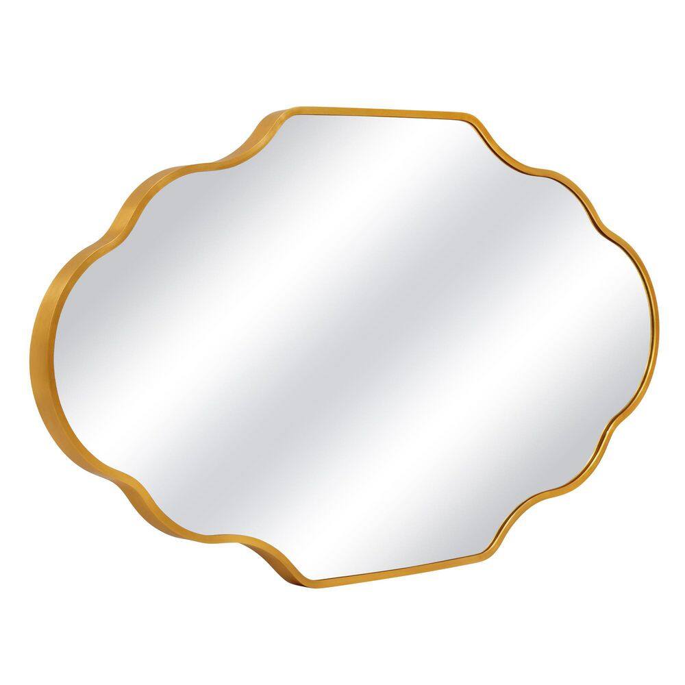 Gold Scalloped Oval Wall Mirror with Aluminum Frame