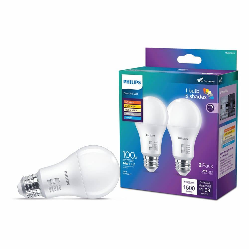 Philips 100-Watt Equivalent A19 A-Style Dimmable E26 LED Light