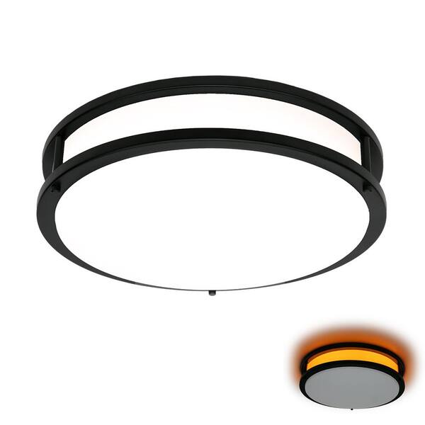 Commercial Electric 15 in. Matte Black Orbit LED Flush Mount Ceiling