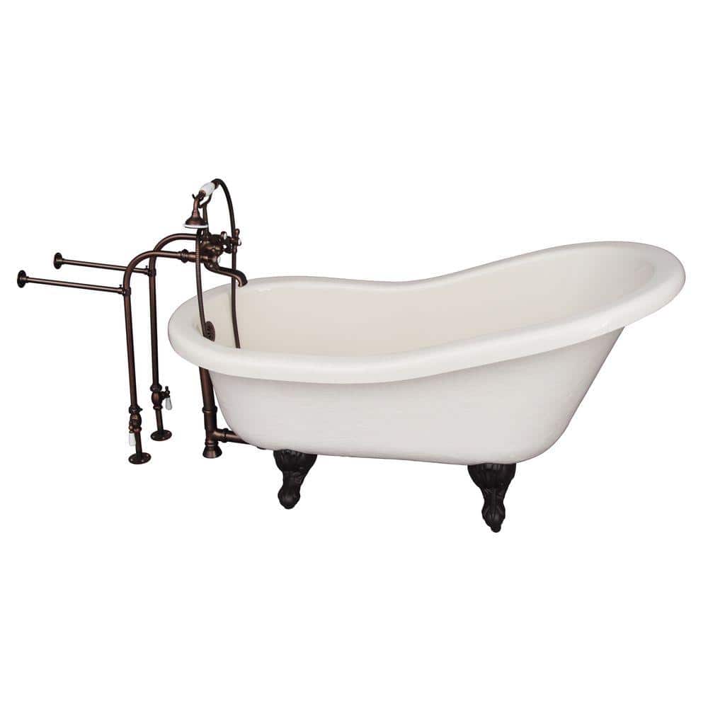 60-Inch Bisque Acrylic Clawfoot Slipper Bathtub