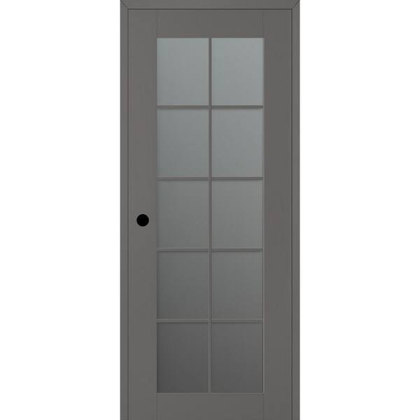 Belldinni Vona 30 in. x 80 in. Right-Hand 10Lite Frosted Glass Gray ...