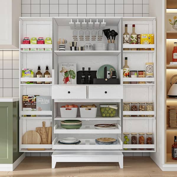  HOME BI Kitchen Pantry Cabinet, Double Door Food
