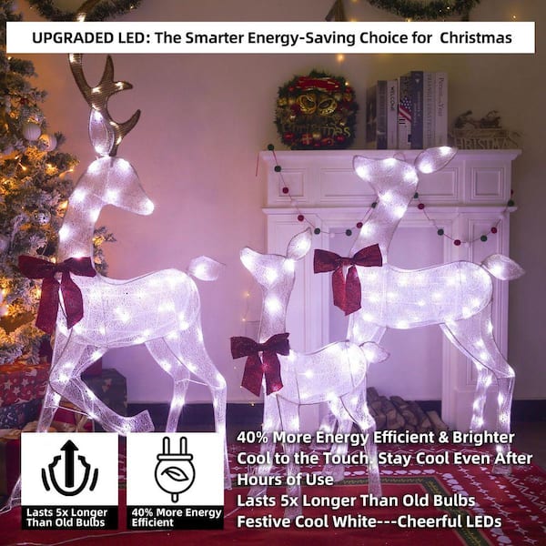 Starfree 3-Pieces Outdoor Christmas Decoration Reindeer Family