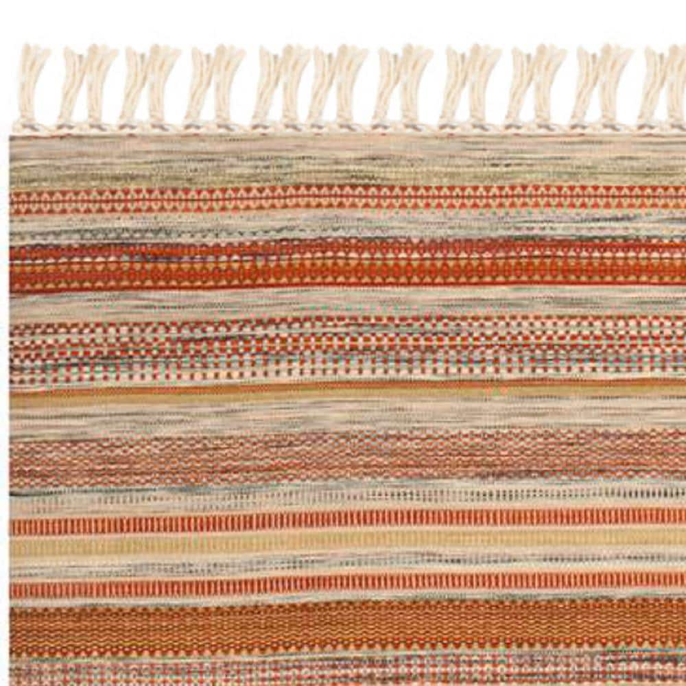 Handmade Red and Beige Wool Striped 4' x 6' Area Rug