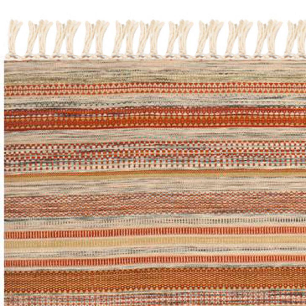 Ivory and Multicolor Striped Wool 9' x 12' Flatweave Area Rug