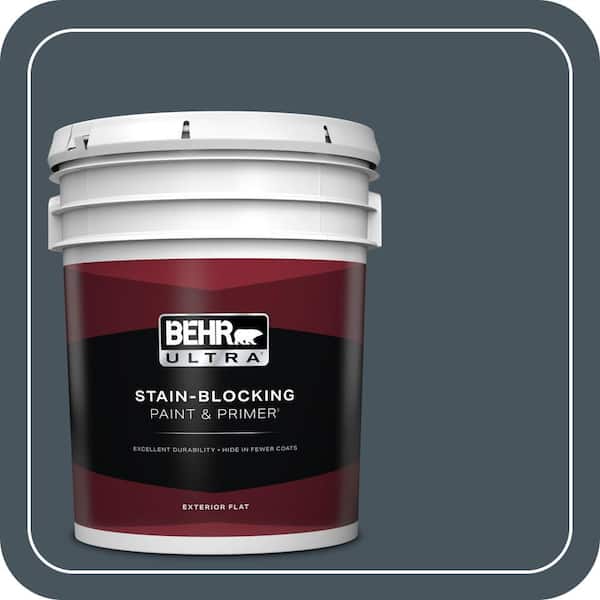 BEHR ULTRA 5 gal. #BNC-40 Moody Black Flat Exterior Paint & Primer