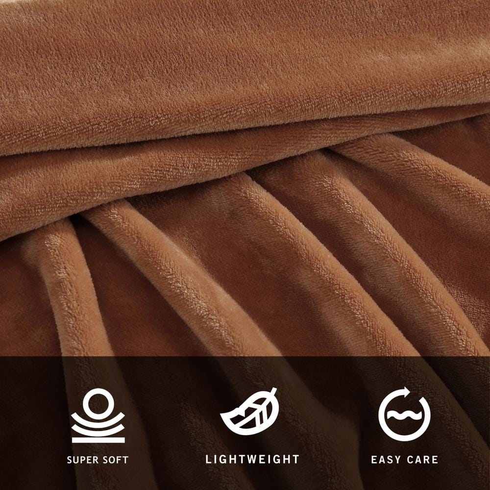 Kenneth Cole Ginger Orange Full Plush Fleece Blanket