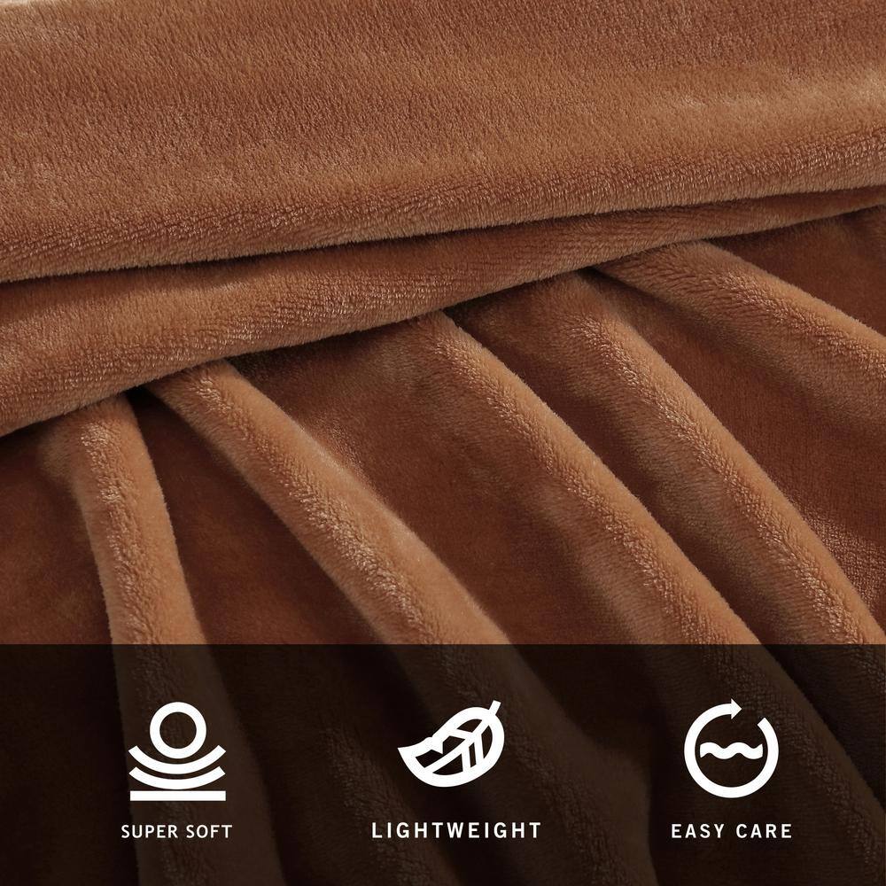 Kenneth Cole King Size Ginger Orange Plush Fleece Blanket