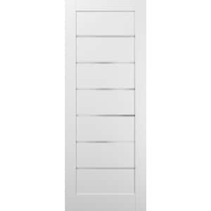 4117 18 in. x 80 in. Panel No Bore Solid MDF 6-Lites Frosted Glass White Finished Pine Wood MDF Interior Door Slab