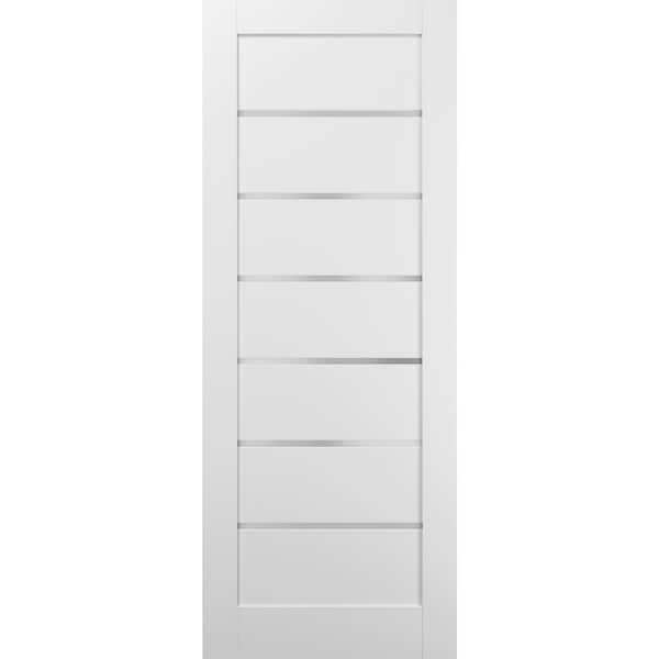 Sartodoors 4117 24 in. x 80 in. Panel No Bore Solid Core 6 Lites Frosted Glass White Finished Pine Wood MDF Interior Door Slab