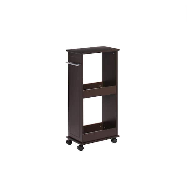 RiverRidge Home 16 in. W Rolling Side Cabinet with Shelves in Espresso